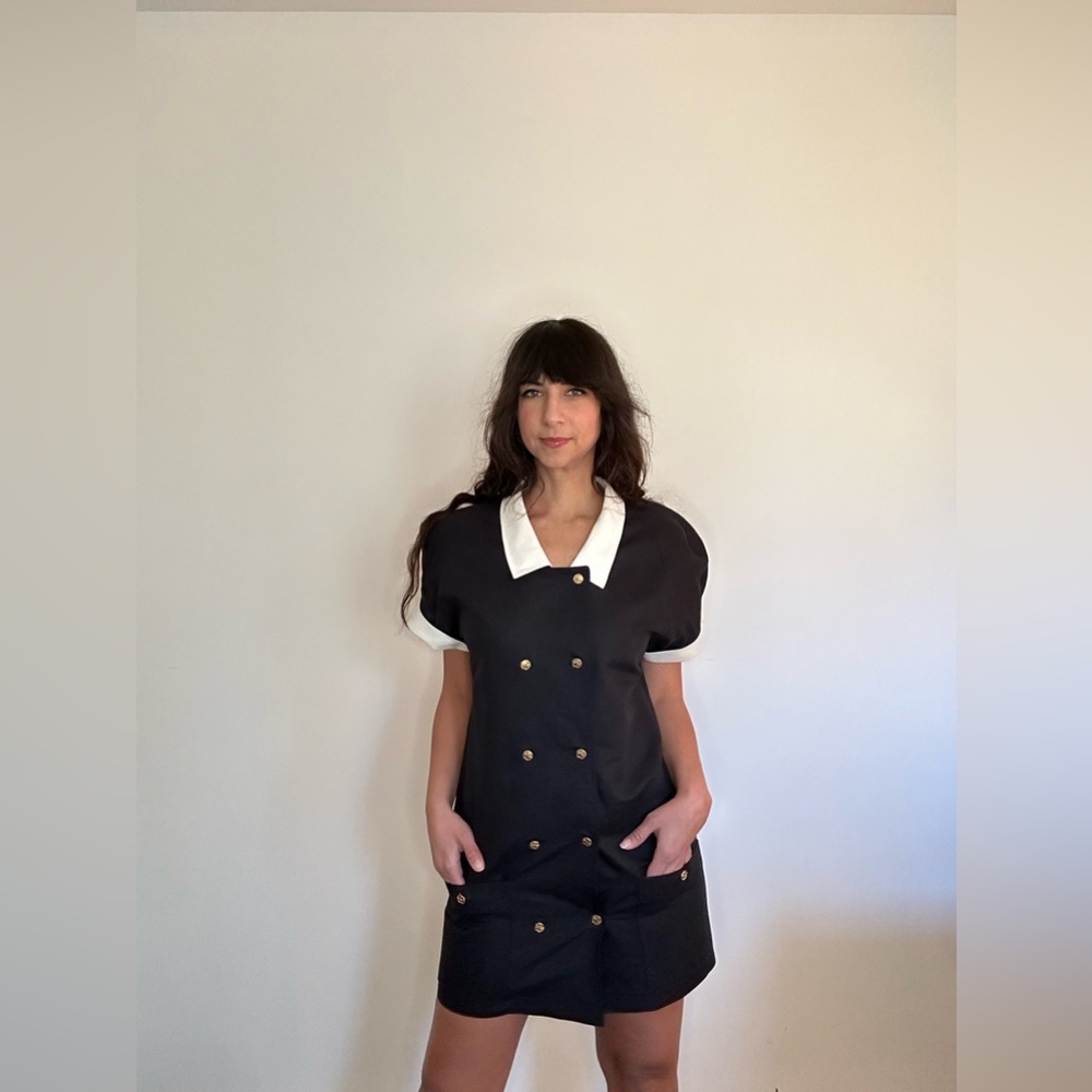 Donna Morgan Black & White Vintage Short-Sleeve Dress